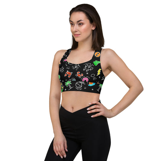D-Town Recycled Longline Sports Bra - Black image 1