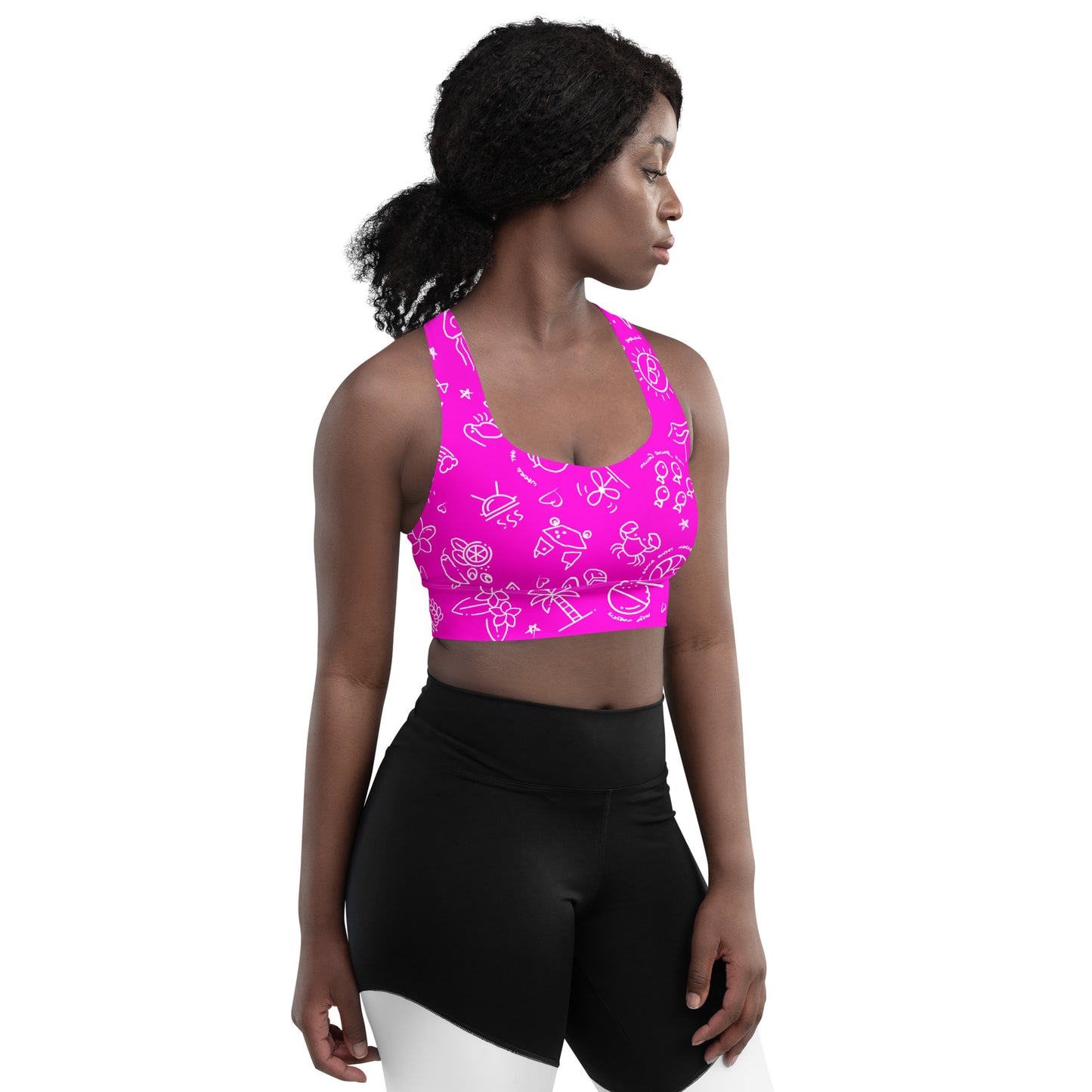 D-Town Recycled Longline Sports Bra - Pink image 2