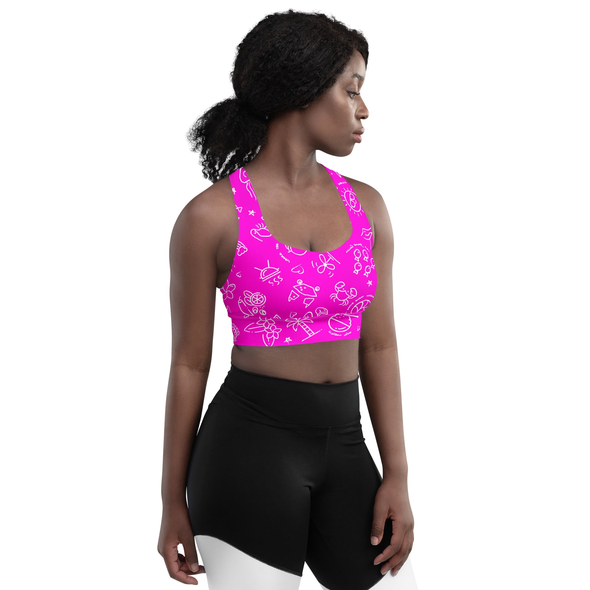 D-Town Recycled Longline Sports Bra - Pink image 2