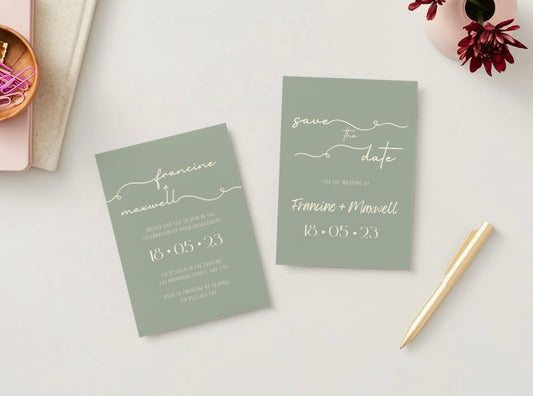 Wedding Invitation Package - Francine + Maxwell | Editable Wedding Templates | Engagement, Save the Date, RSVP, Menu, Timeline