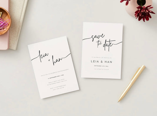 Wedding Invitation Package - Leia + Han | Editable Wedding Templates | Engagement, Save the Date, RSVP, Menu, Timeline