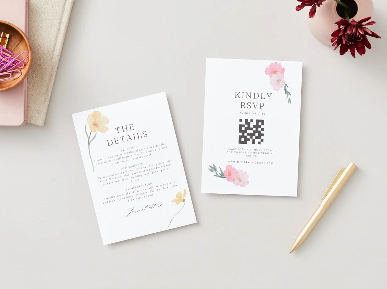 Wedding Invitation Package - Tara + Willow | Editable Wedding Templates | Engagement, Save the Date, RSVP, Menu, Timeline
