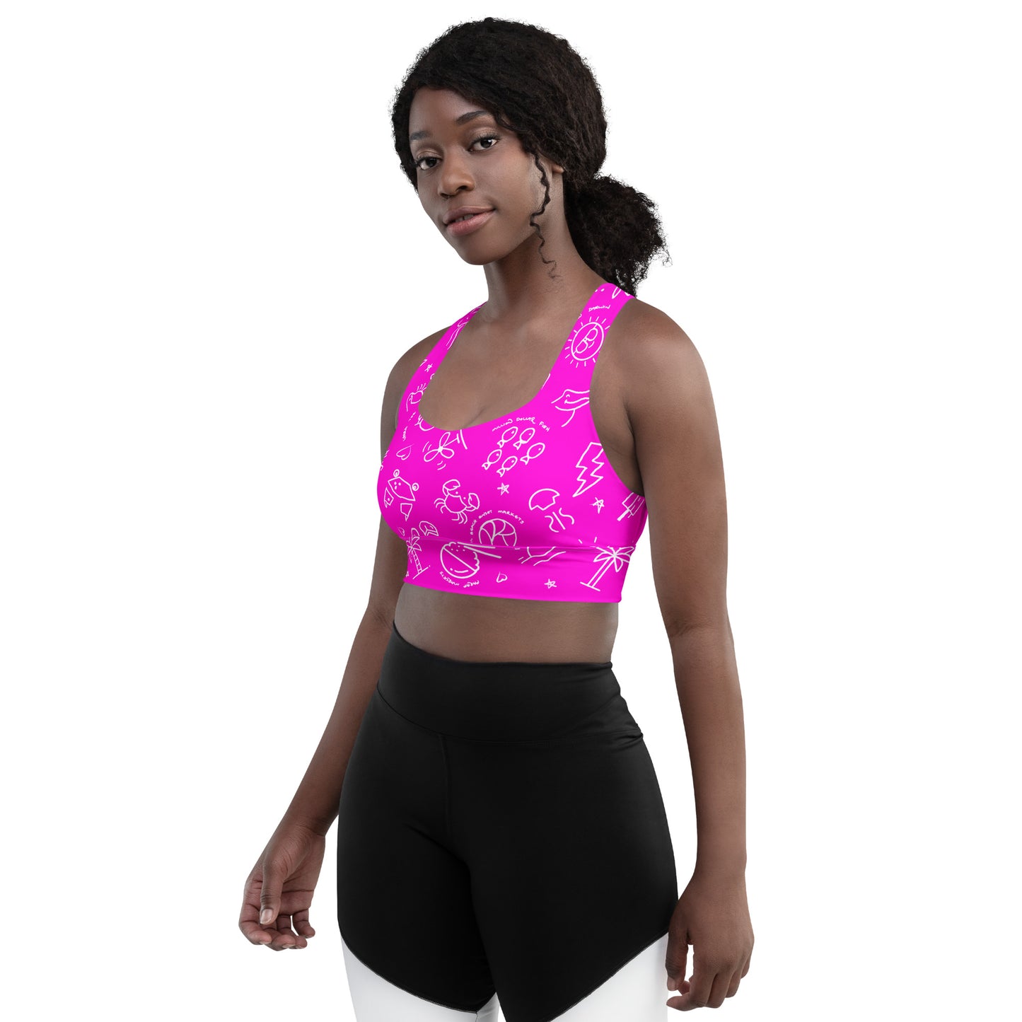 D-Town Recycled Longline Sports Bra - Pink image 1