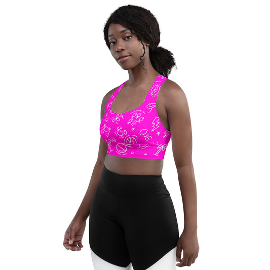 D-Town Recycled Longline Sports Bra - Pink image 1