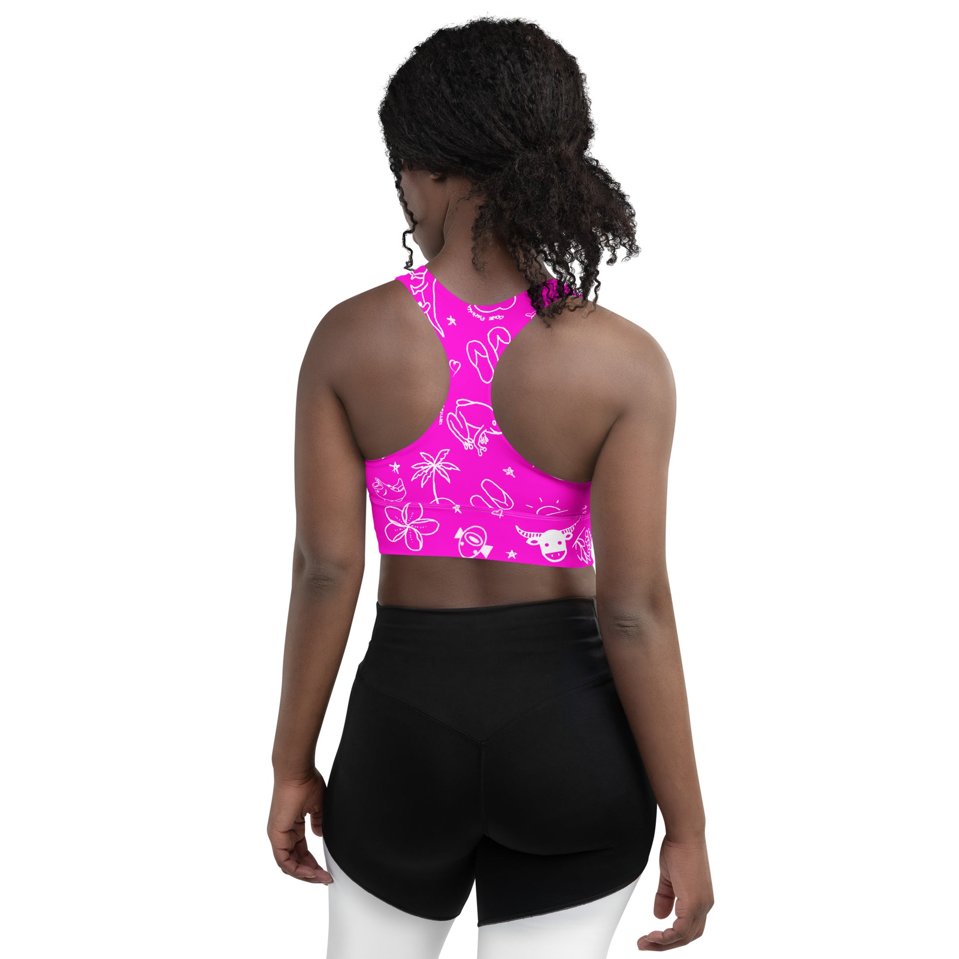 D-Town Recycled Longline Sports Bra - Pink image 3