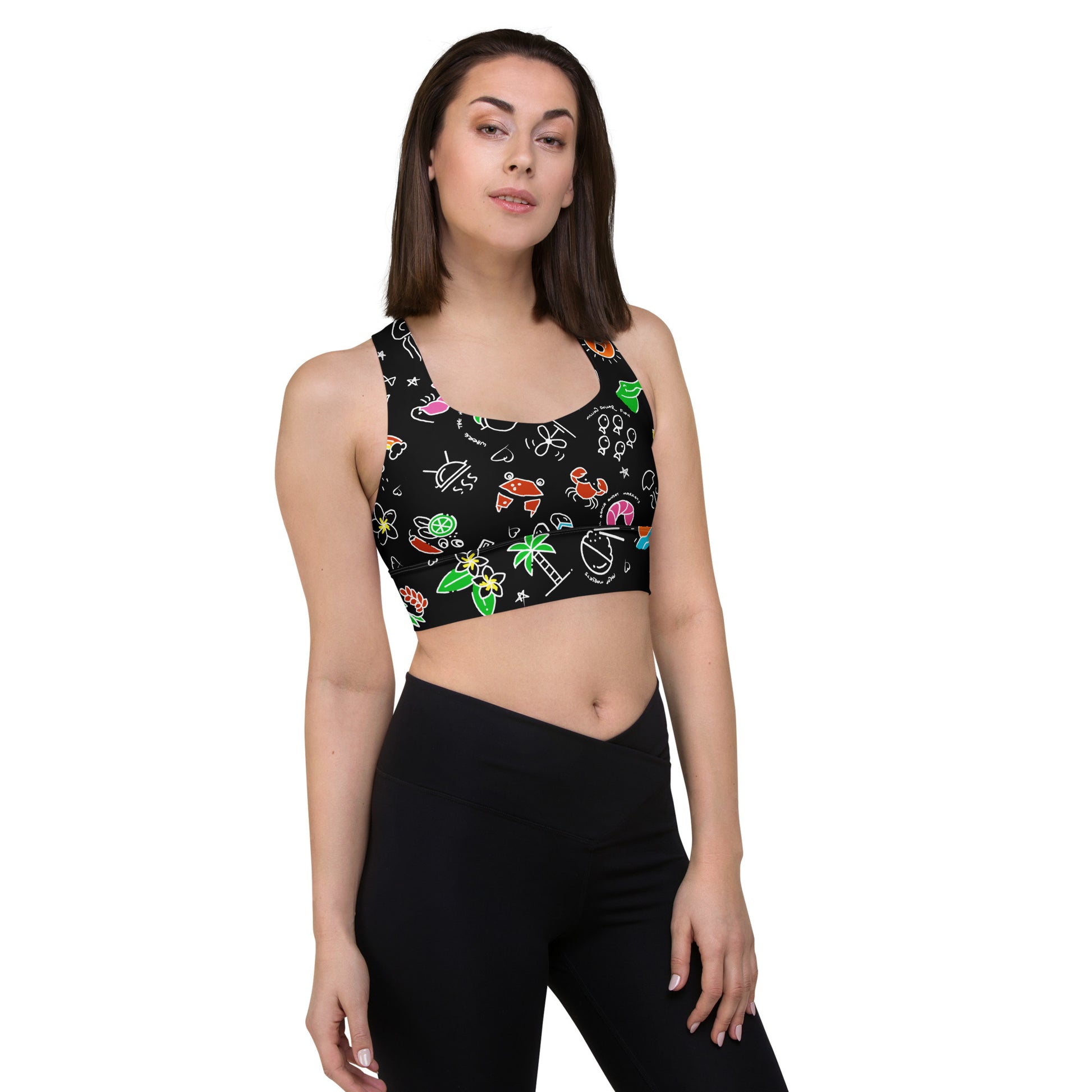 D-Town Recycled Longline Sports Bra - Black image 2