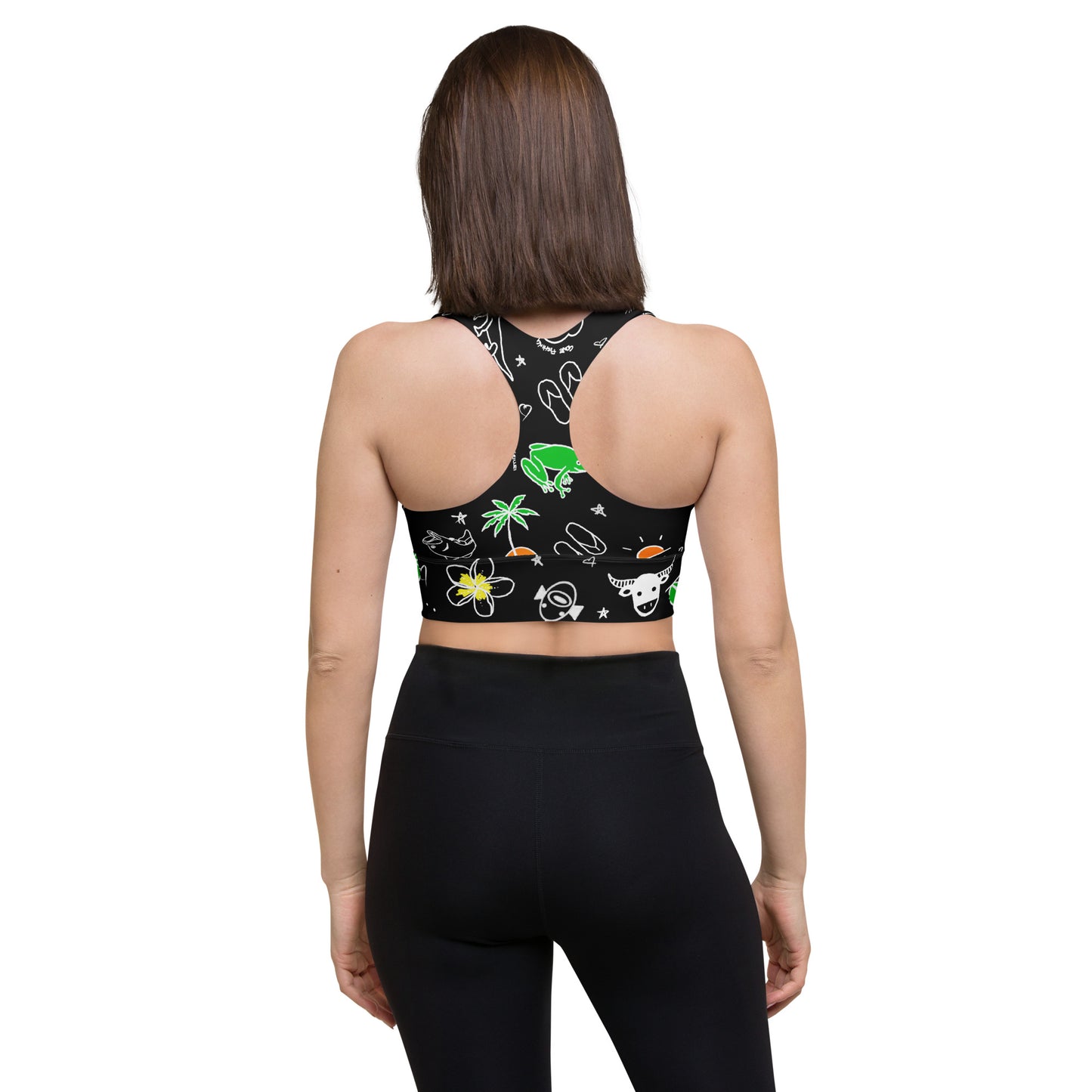 D-Town Recycled Longline Sports Bra - Black image 3