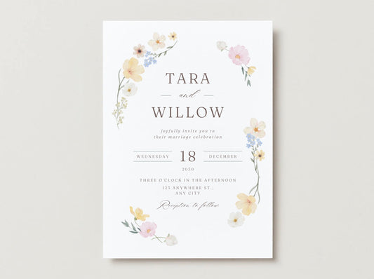 Wedding Invitation Package - Tara + Willow | Editable Wedding Templates | Engagement, Save the Date, RSVP, Menu, Timeline