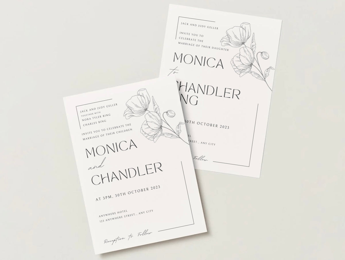 Wedding Invitation Package - Monica + Chandler | Editable Wedding Templates | Engagement, Save the Date, RSVP, Menu, Timeline