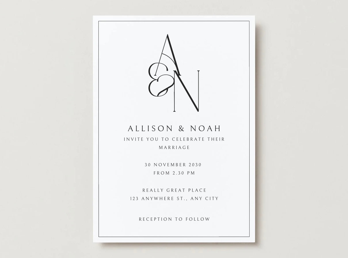 Wedding Invitation Package - Allison + Noah | Editable Wedding Templates | Engagement, Save the Date, RSVP, Menu, Timeline