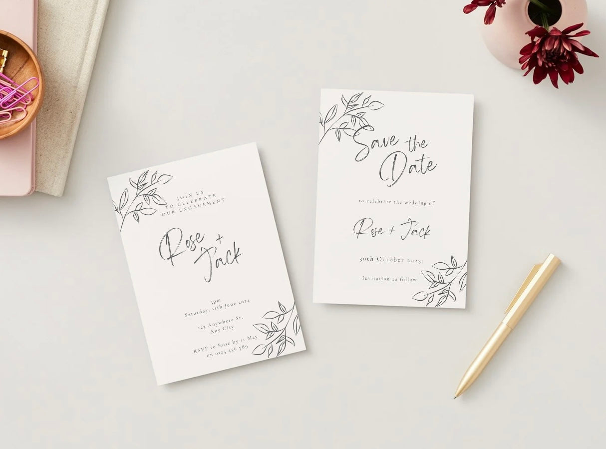 Wedding Invitation Package - Rose + Jack | Editable Wedding Templates | Engagement, Save the Date, RSVP, Menu, Timeline