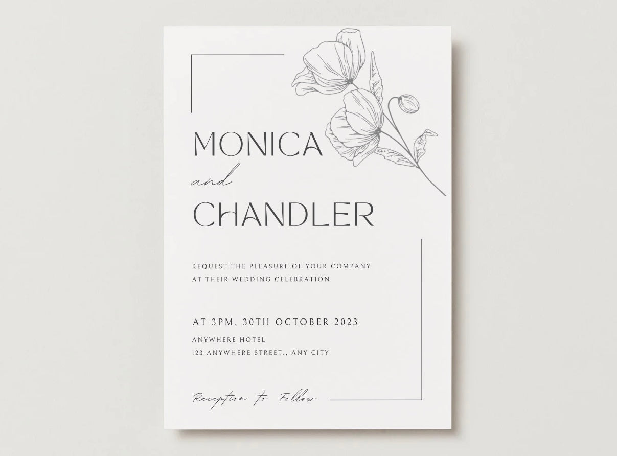 Wedding Invitation Package - Monica + Chandler | Editable Wedding Templates | Engagement, Save the Date, RSVP, Menu, Timeline