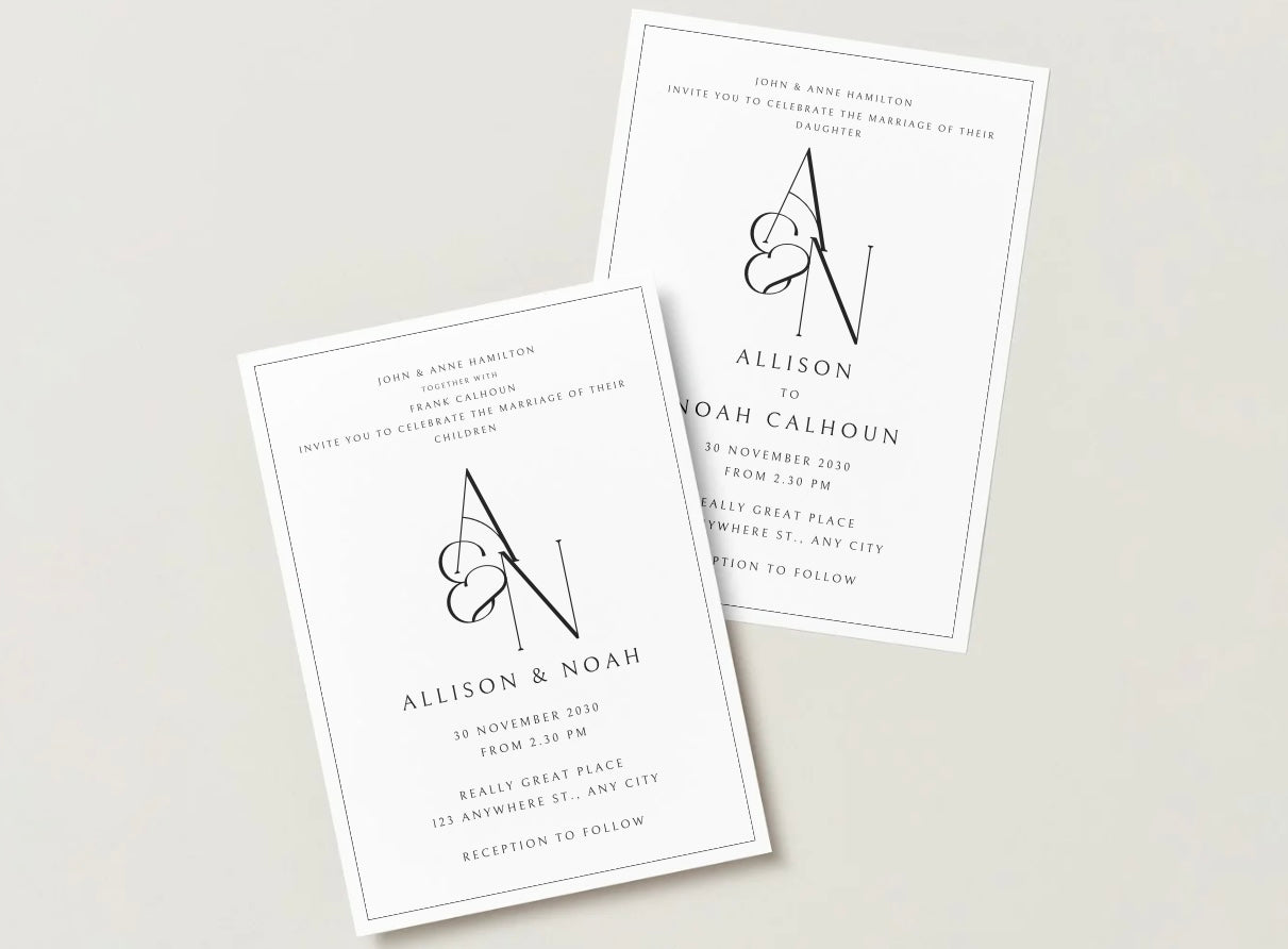 Wedding Invitation Package - Allison + Noah | Editable Wedding Templates | Engagement, Save the Date, RSVP, Menu, Timeline