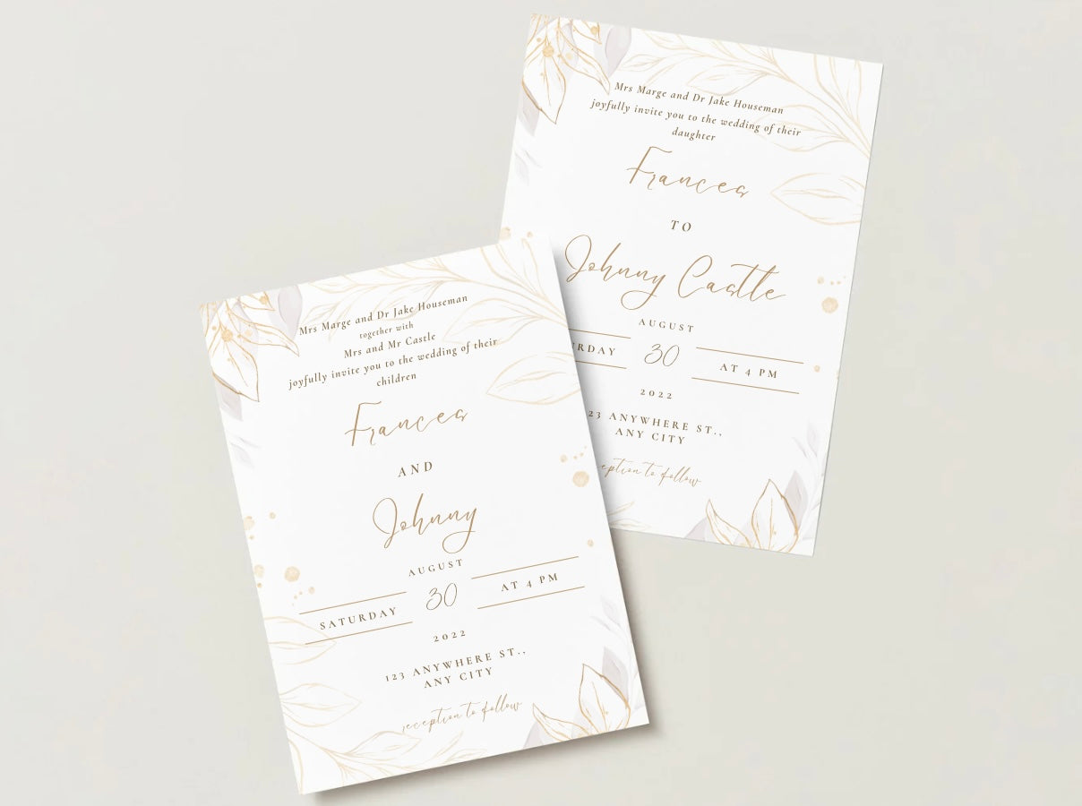 Wedding Invitation Package - Frances + Johnny | Editable Wedding Templates | Engagement, Save the Date, RSVP, Menu, Timeline