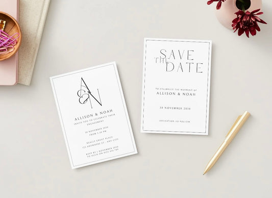 Wedding Invitation Package - Allison + Noah | Editable Wedding Templates | Engagement, Save the Date, RSVP, Menu, Timeline
