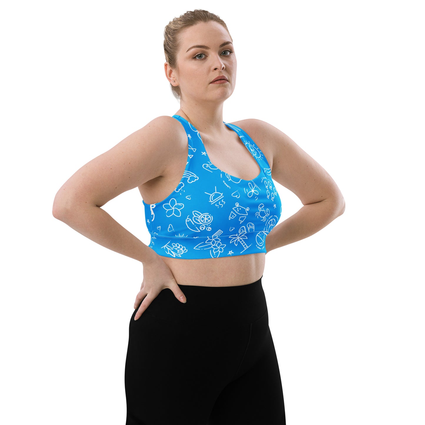 D-Town Recycled Longline Sports Bra - Blue image 2