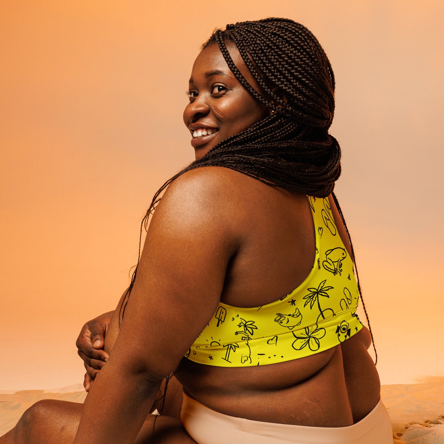 D-Town Recycled Longline Sports Bra - Yellow image 1
